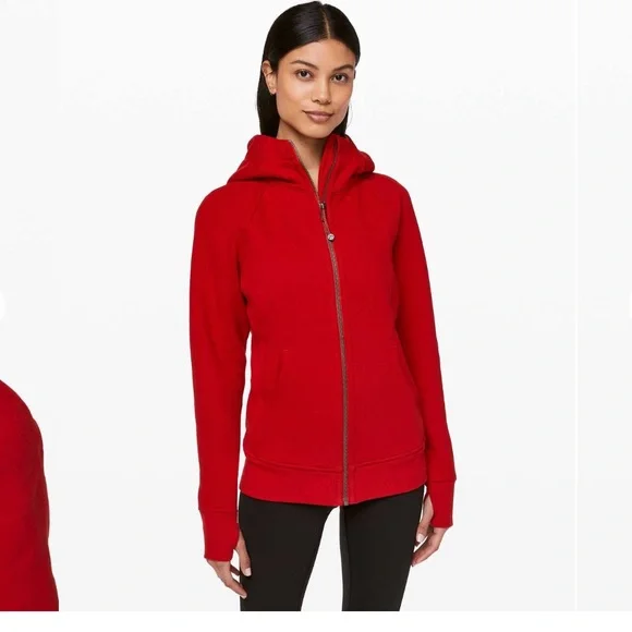 Lululemon Fitted Full Zip Scuba Hoodie Jacket Dark Red EUC Sz 8 - Picture 8 of 8